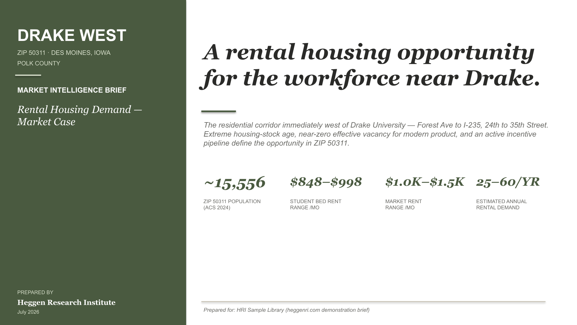 Drake West, Des Moines Intelligence Brief — slide 1 of 15