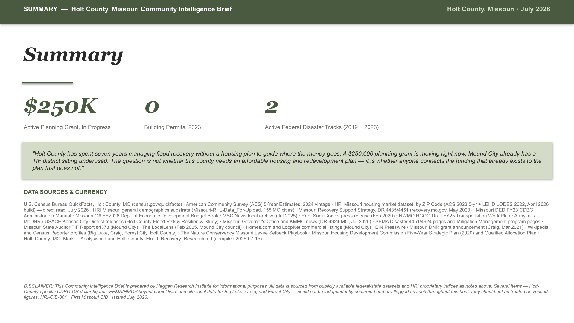 Holt County, Missouri Intelligence Brief — slide 15 of 15